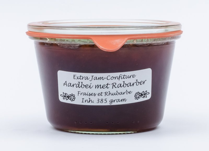  Aardbeien jam met rabarber (385 gr)